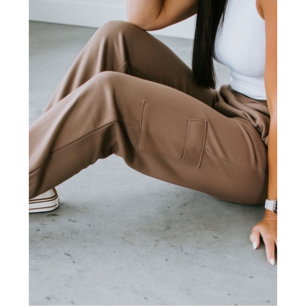 Not Your Boyfriends Cargo Joggers Sweatpants by Chelsea DeBoer, Mocha Cafe Small